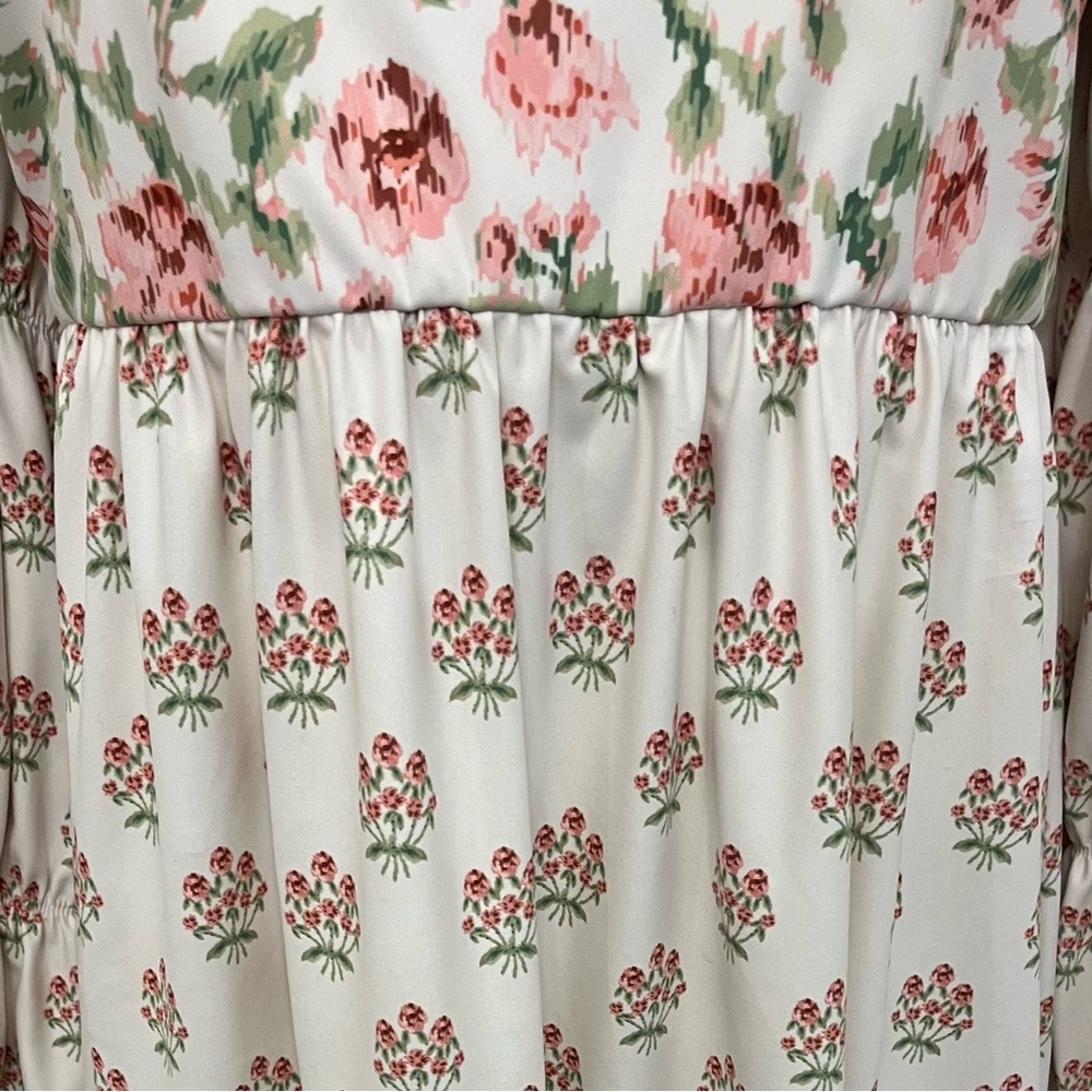 Smith & Quinn Women's Off White Floral Dress with Long Bishop Sleeves US Medium - Picture 4 of 8